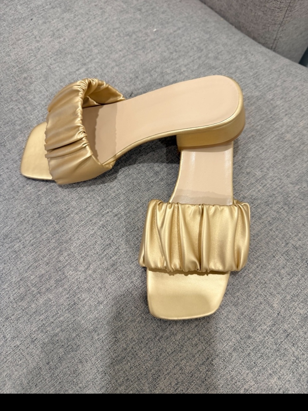 Women's Gold Ruched Slide Mules